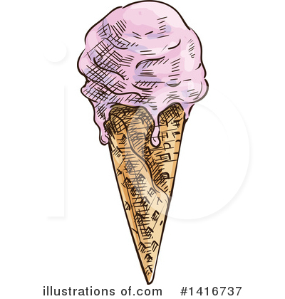 Waffle Ice Cream Cone Clipart #1416737 by Vector Tradition SM