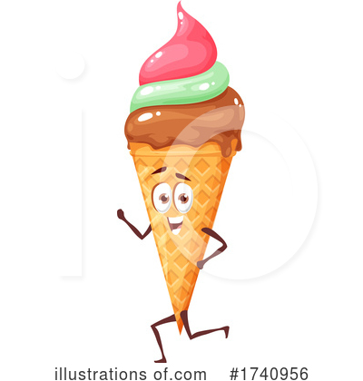 Waffle Ice Cream Cone Clipart #1740956 by Vector Tradition SM