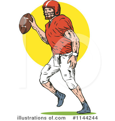 Royalty-Free (RF) Football Player Clipart Illustration by patrimonio - Stock Sample #1144244
