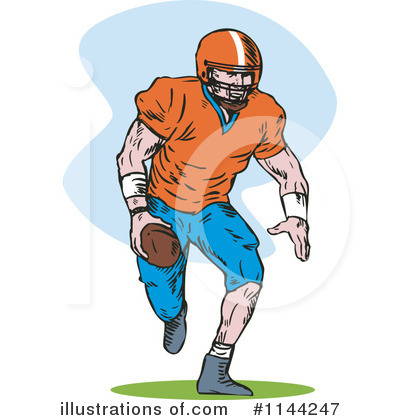 Royalty-Free (RF) Football Player Clipart Illustration by patrimonio - Stock Sample #1144247