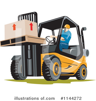 Royalty-Free (RF) Forklift Clipart Illustration by patrimonio - Stock Sample #1144272