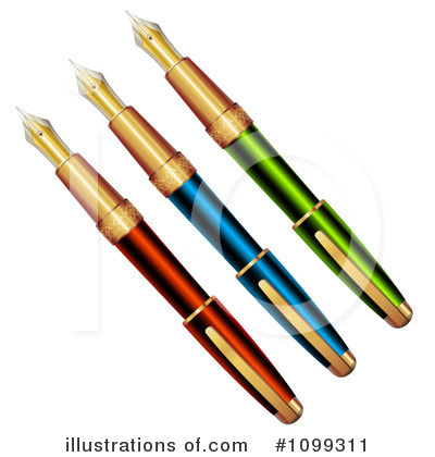 Royalty-Free (RF) Fountain Pens Clipart Illustration by merlinul - Stock Sample #1099311