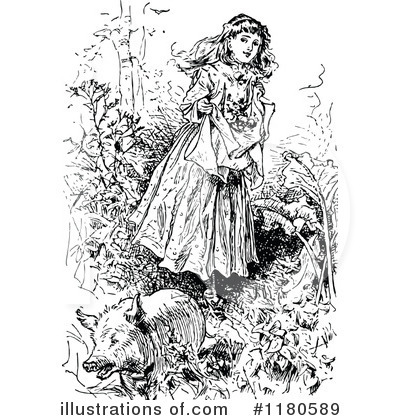 Royalty-Free (RF) Girl Clipart Illustration by Prawny Vintage - Stock Sample #1180589