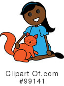 Girl Petting Cat Clipart #99141 by Pams Clipart