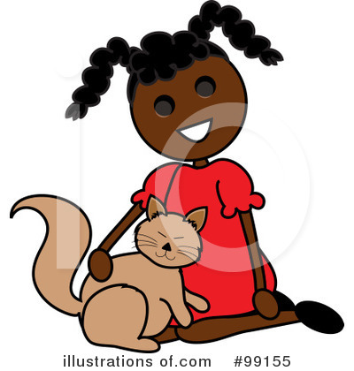 Girl Petting Cat Clipart #99155 by Pams Clipart