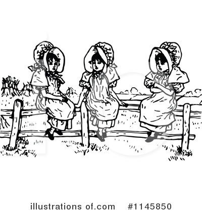 Royalty-Free (RF) Girls Clipart Illustration by Prawny Vintage - Stock Sample #1145850