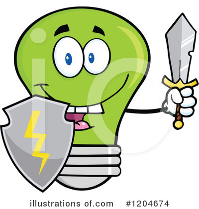 Royalty-Free (RF) Green Light Bulb Clipart Illustration by Hit Toon - Stock Sample #1204674