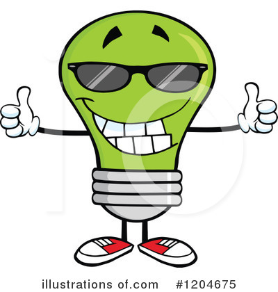 Green Light Bulb Clipart #1204675 by Hit Toon