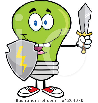 Royalty-Free (RF) Green Light Bulb Clipart Illustration by Hit Toon - Stock Sample #1204676