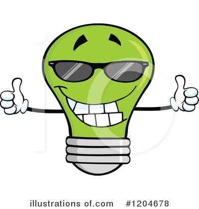 Royalty-Free (RF) Green Light Bulb Clipart Illustration by Hit Toon - Stock Sample #1204678
