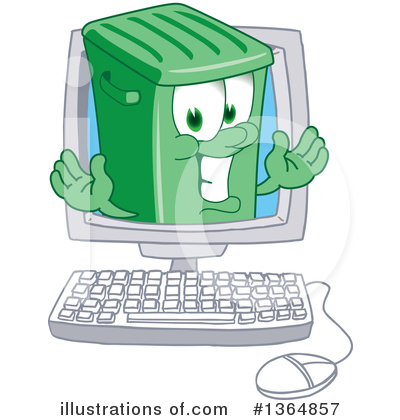 Green Trash Can Clipart #1364857 by Mascot Junction