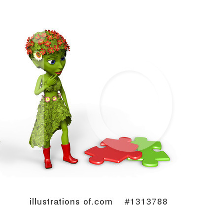 Royalty-Free (RF) Green Woman Clipart Illustration by Michael Schmeling - Stock Sample #1313788