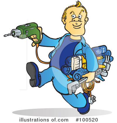 Royalty-Free (RF) Handyman Clipart Illustration by Snowy - Stock Sample #100520