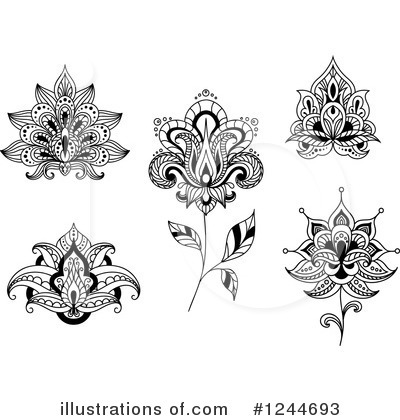 Royalty-Free (RF) Henna Flower Clipart Illustration by Vector Tradition SM - Stock Sample #1244693