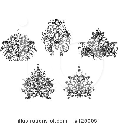 Royalty-Free (RF) Henna Flower Clipart Illustration by Vector Tradition SM - Stock Sample #1250051