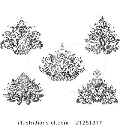 Royalty-Free (RF) Henna Flower Clipart Illustration by Vector Tradition SM - Stock Sample #1251317