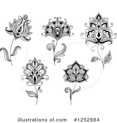 Royalty-Free (RF) Henna Flower Clipart Illustration by Vector Tradition SM - Stock Sample #1252884