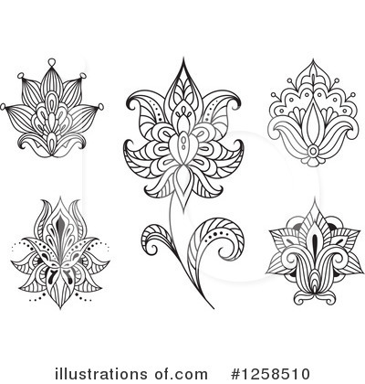 Royalty-Free (RF) Henna Flower Clipart Illustration by Vector Tradition SM - Stock Sample #1258510
