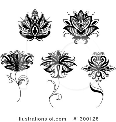Royalty-Free (RF) Henna Flower Clipart Illustration by Vector Tradition SM - Stock Sample #1300126