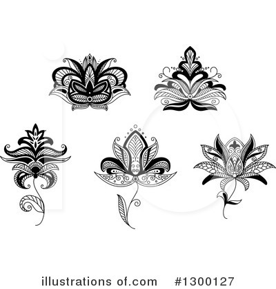 Royalty-Free (RF) Henna Flower Clipart Illustration by Vector Tradition SM - Stock Sample #1300127