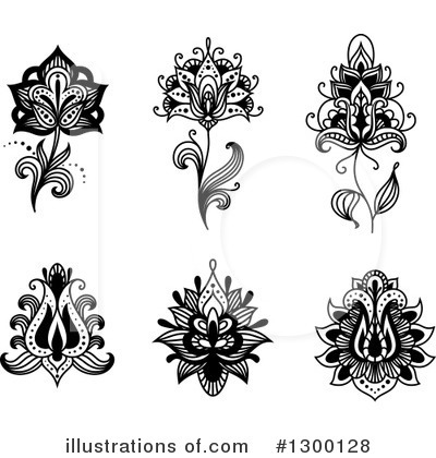 Royalty-Free (RF) Henna Flower Clipart Illustration by Vector Tradition SM - Stock Sample #1300128