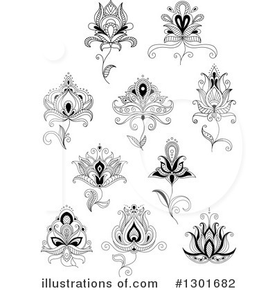 Royalty-Free (RF) Henna Flower Clipart Illustration by Vector Tradition SM - Stock Sample #1301682