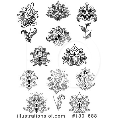 Royalty-Free (RF) Henna Flower Clipart Illustration by Vector Tradition SM - Stock Sample #1301688