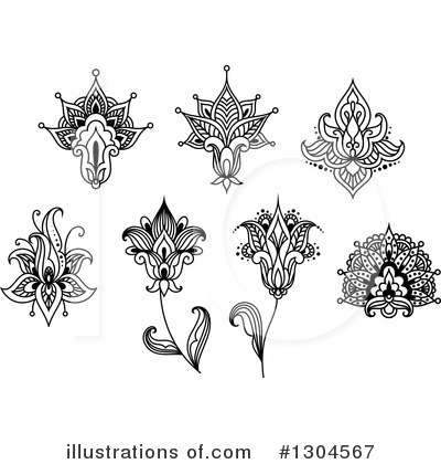 Royalty-Free (RF) Henna Flower Clipart Illustration by Vector Tradition SM - Stock Sample #1304567