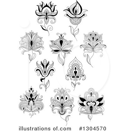 Royalty-Free (RF) Henna Flower Clipart Illustration by Vector Tradition SM - Stock Sample #1304570