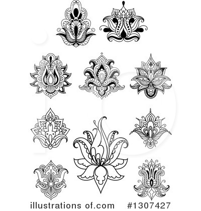Royalty-Free (RF) Henna Flower Clipart Illustration by Vector Tradition SM - Stock Sample #1307427