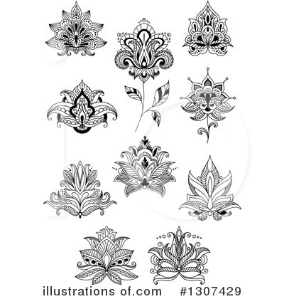 Royalty-Free (RF) Henna Flower Clipart Illustration by Vector Tradition SM - Stock Sample #1307429