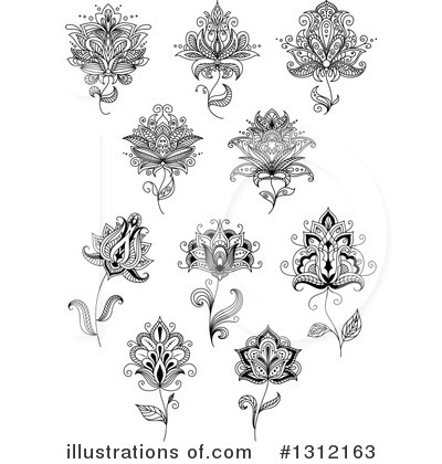 Royalty-Free (RF) Henna Flower Clipart Illustration by Vector Tradition SM - Stock Sample #1312163
