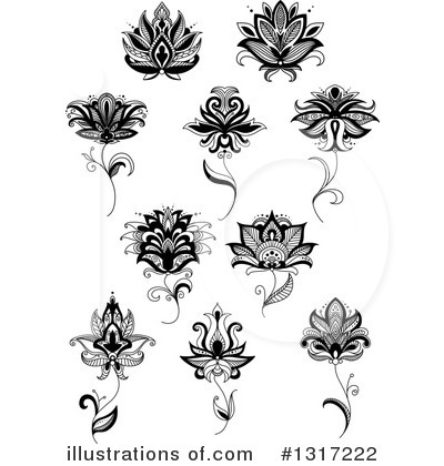 Royalty-Free (RF) Henna Flower Clipart Illustration by Vector Tradition SM - Stock Sample #1317222