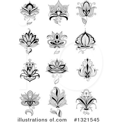 Royalty-Free (RF) Henna Flower Clipart Illustration by Vector Tradition SM - Stock Sample #1321545