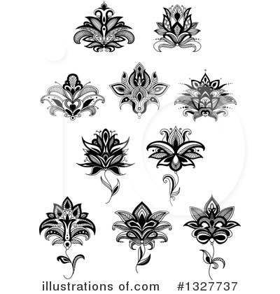 Royalty-Free (RF) Henna Flower Clipart Illustration by Vector Tradition SM - Stock Sample #1327737