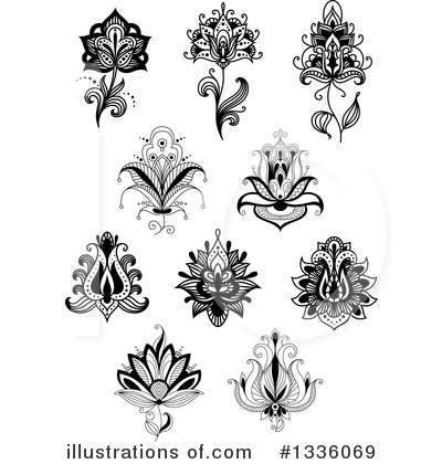 Royalty-Free (RF) Henna Flower Clipart Illustration by Vector Tradition SM - Stock Sample #1336069