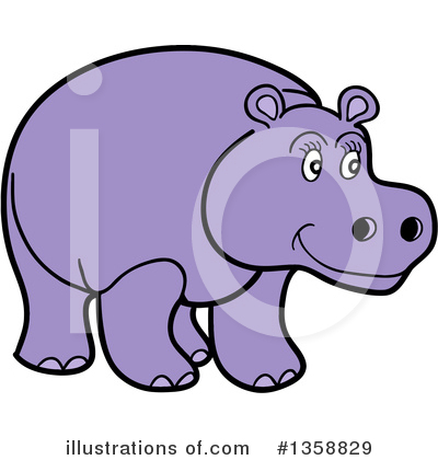 Royalty-Free (RF) Hippo Clipart Illustration by LaffToon - Stock Sample #1358829