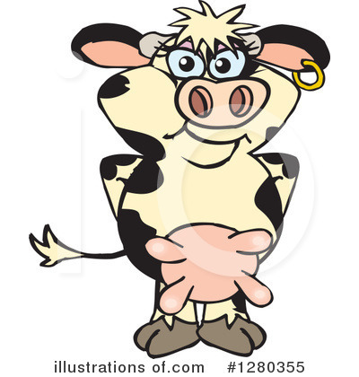 Royalty-Free (RF) Holstein Cow Clipart Illustration by Dennis Holmes Designs - Stock Sample #1280355