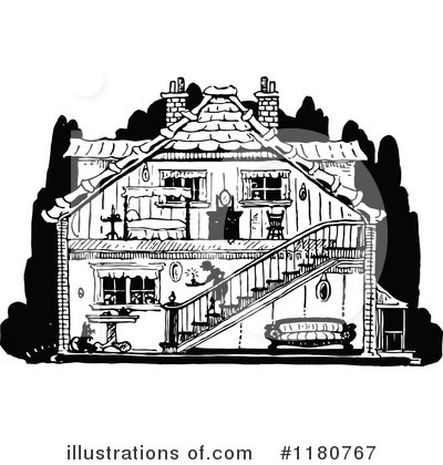 Royalty-Free (RF) House Clipart Illustration by Prawny Vintage - Stock Sample #1180767