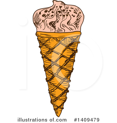 Waffle Ice Cream Cone Clipart #1409479 by Vector Tradition SM