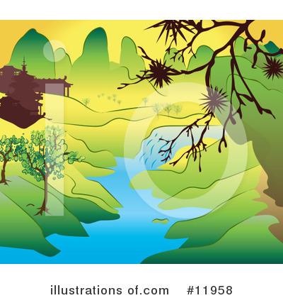 Mountains Clipart #11958 by AtStockIllustration