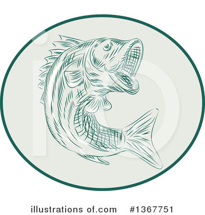 Royalty-Free (RF) Largemouth Bass Clipart Illustration by patrimonio - Stock Sample #1367751