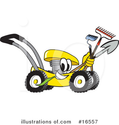 Royalty-Free (RF) Lawn Mower Clipart Illustration by Mascot Junction - Stock Sample #16557