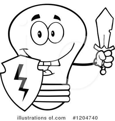 Royalty-Free (RF) Light Bulb Clipart Illustration by Hit Toon - Stock Sample #1204740