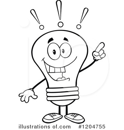 Royalty-Free (RF) Light Bulb Clipart Illustration by Hit Toon - Stock Sample #1204755