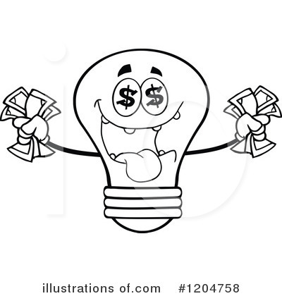 Royalty-Free (RF) Light Bulb Clipart Illustration by Hit Toon - Stock Sample #1204758