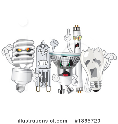 Royalty-Free (RF) Light Bulb Clipart Illustration by Mascot Junction - Stock Sample #1365720