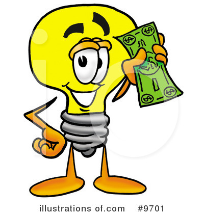 Royalty-Free (RF) Light Bulb Clipart Illustration by Mascot Junction - Stock Sample #9701