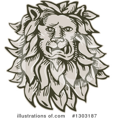 Royalty-Free (RF) Lion Clipart Illustration by patrimonio - Stock Sample #1303187
