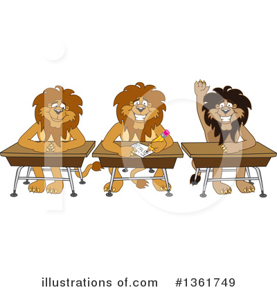 Royalty-Free (RF) Lion School Mascot Clipart Illustration by Mascot Junction - Stock Sample #1361749